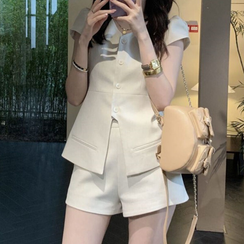 Puerto Rico Elegant Short Vest and Shorts Two-Piece Set for Women, Summer Outfit 2026, Complete Set