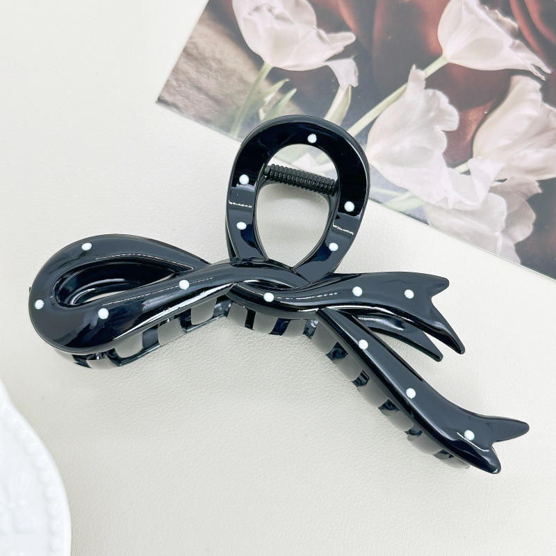 Clip de punto de onda blanco lindo japonés, moda, horquilla grande, horquilla de todo fósforo, pinza de tiburón para niña, accesorios para el cabello
