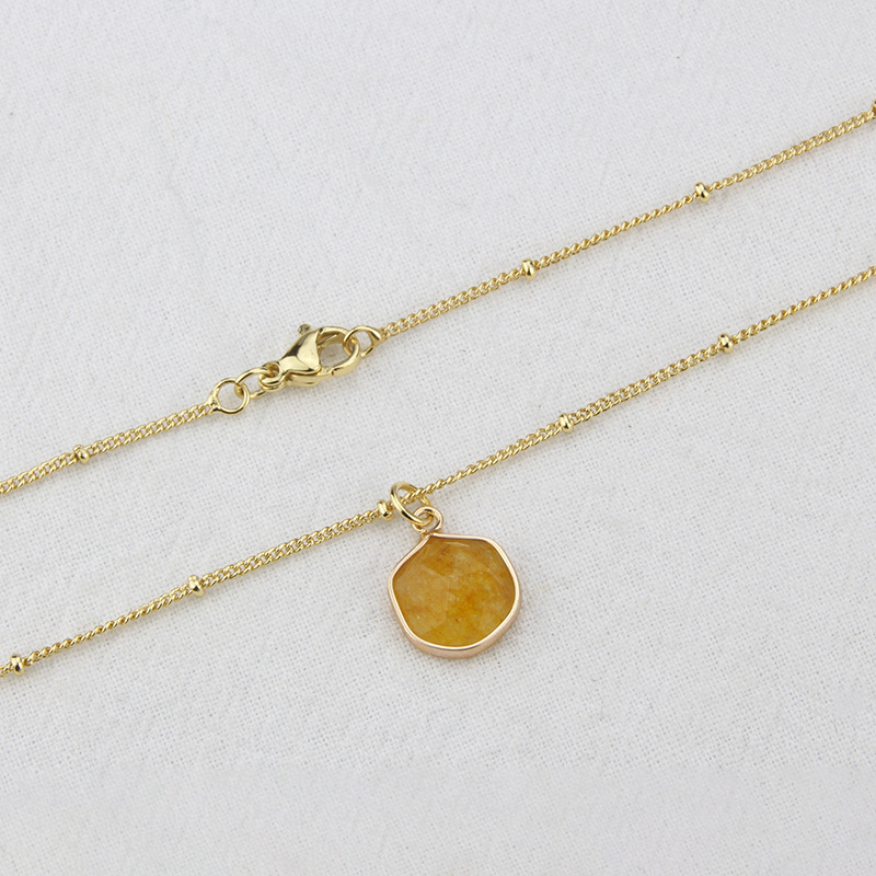 new natural color stone gold-plated natural stone pendant copper necklace