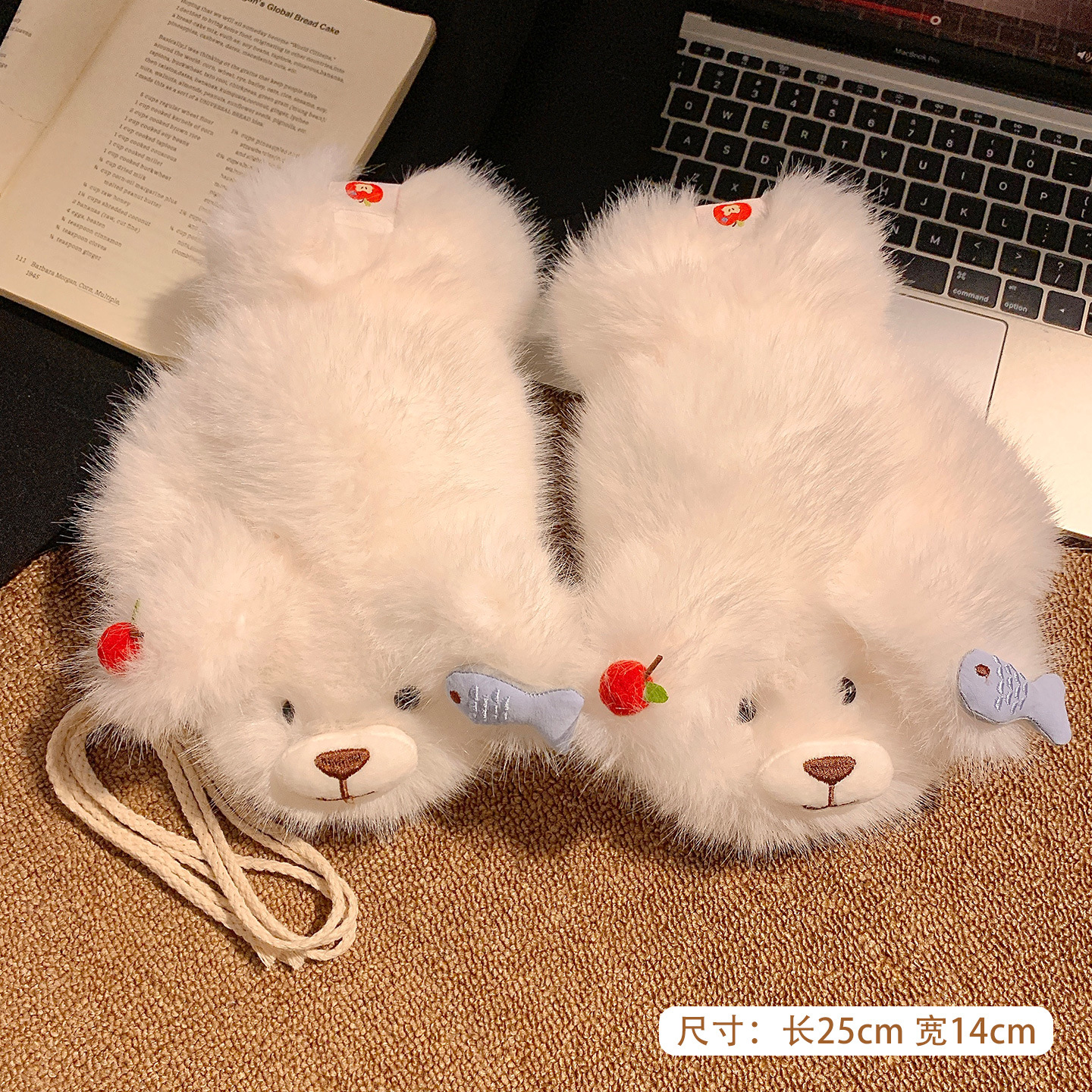 Guantes de conejo de lana de invierno caliente para mujeres guantes de bicicleta de invierno de guantes de ciclismo de lana adorable y grueso