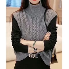 时尚轻奢气质女神百搭套头纯色针织马甲秋冬季新款显瘦通勤春毛衣