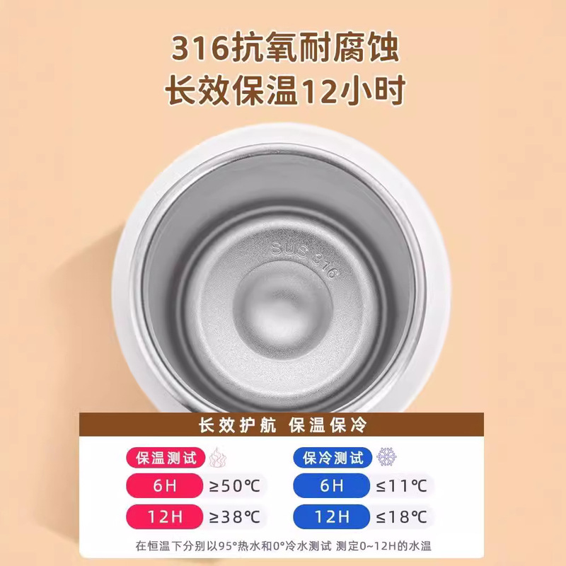 ディズニー子供保温カップ女の子小学生通学専用316食品級ダブルドリンクカップストロー付き水筒|undefined