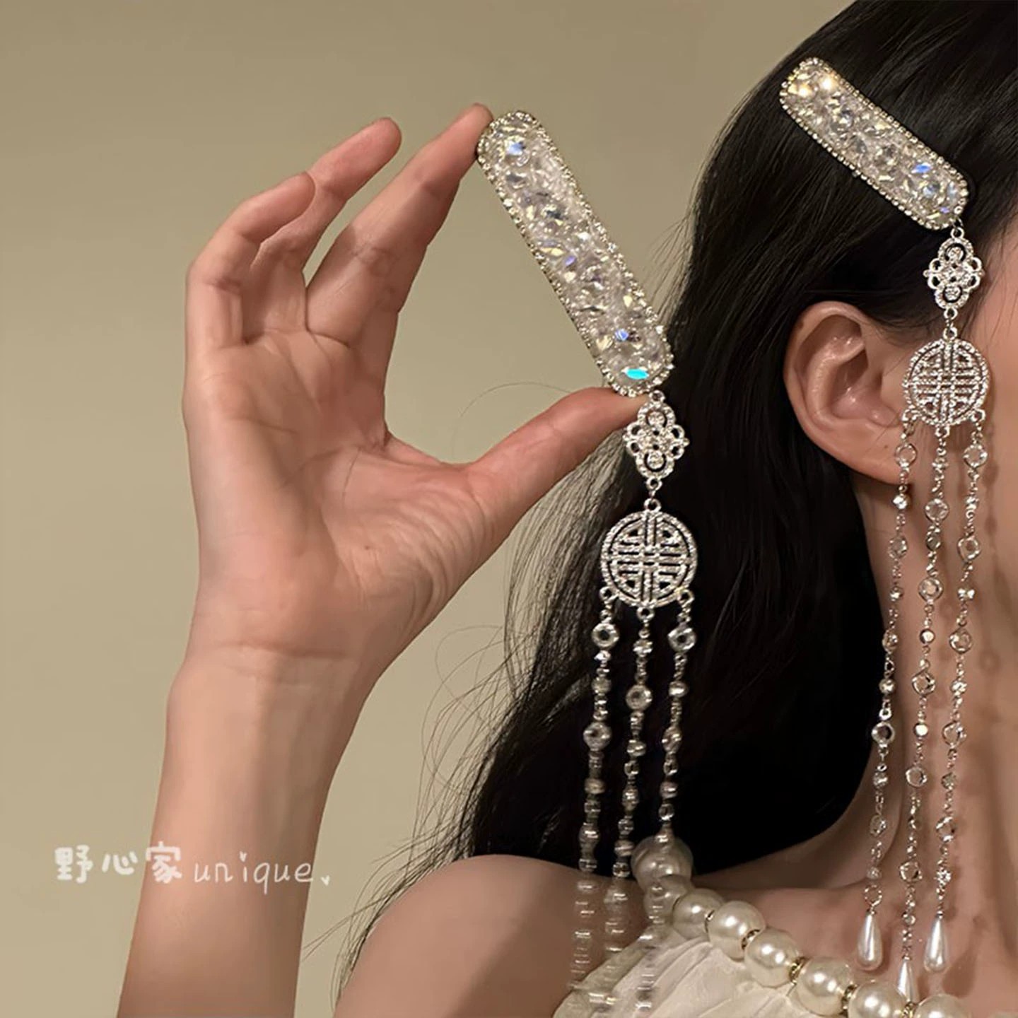 new chinese retro goddess pearl tassel hairpin design light luxury minority national senior mongolian fringe headdress