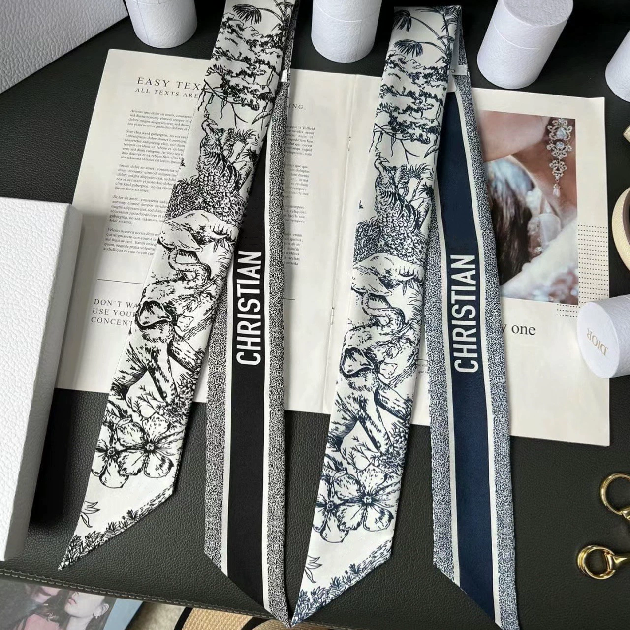 Quality Jungle Elephant Ribbon Twill Silk Mulberry Silk Long Strip Small Silk Scarf Women's Kissing Ribbons