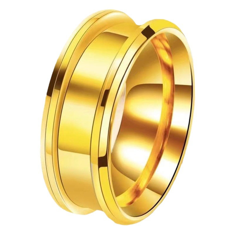 Anillo de acero inoxidable sin desvanecimiento ins estilo 8mm doble ranura biselada en blanco Dly anillo de acero de titanio accesorios de joyería de oro