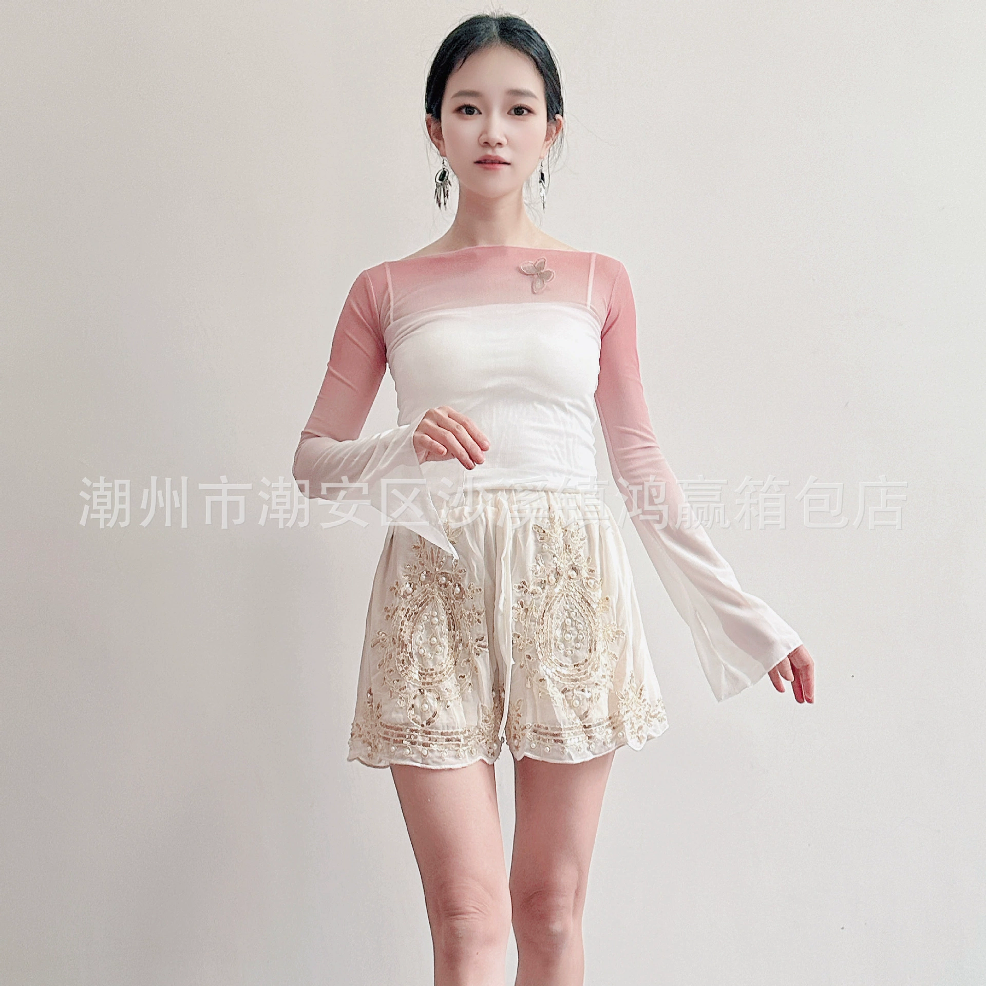 Новая модная леди темперамент тонкая и тяжелая работа шорты с блестками