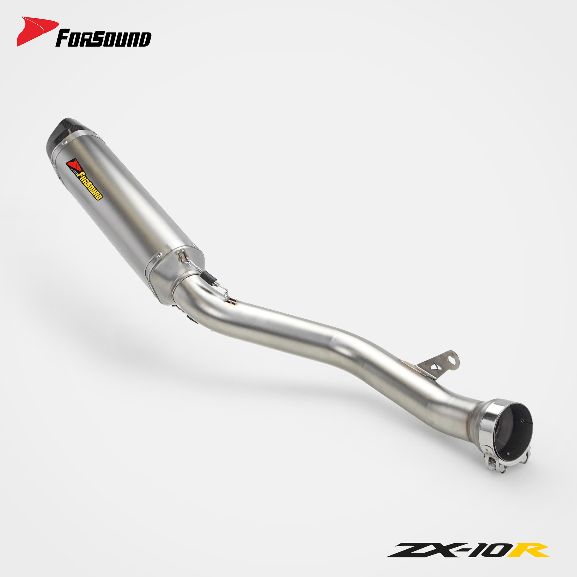 KAWASAKI ZX-10R Big Bull modified exhaust mid and tail section, Grav's titanium alloy stainless steel carbon