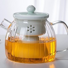 条纹透明玻璃冷水壶大容量果汁饮料壶彩色凉白开扎壶加厚