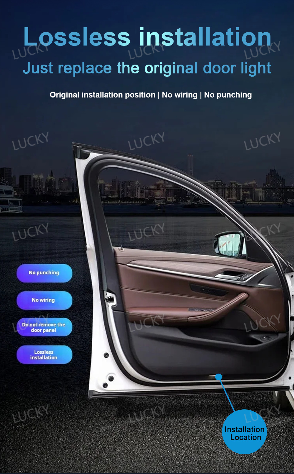 Audi Projection Welcome Lights Are Suitable for Multiple Models A4L A6L Q5L Q7, No Modification Required, High-Definition, Non-Fading Door Lights