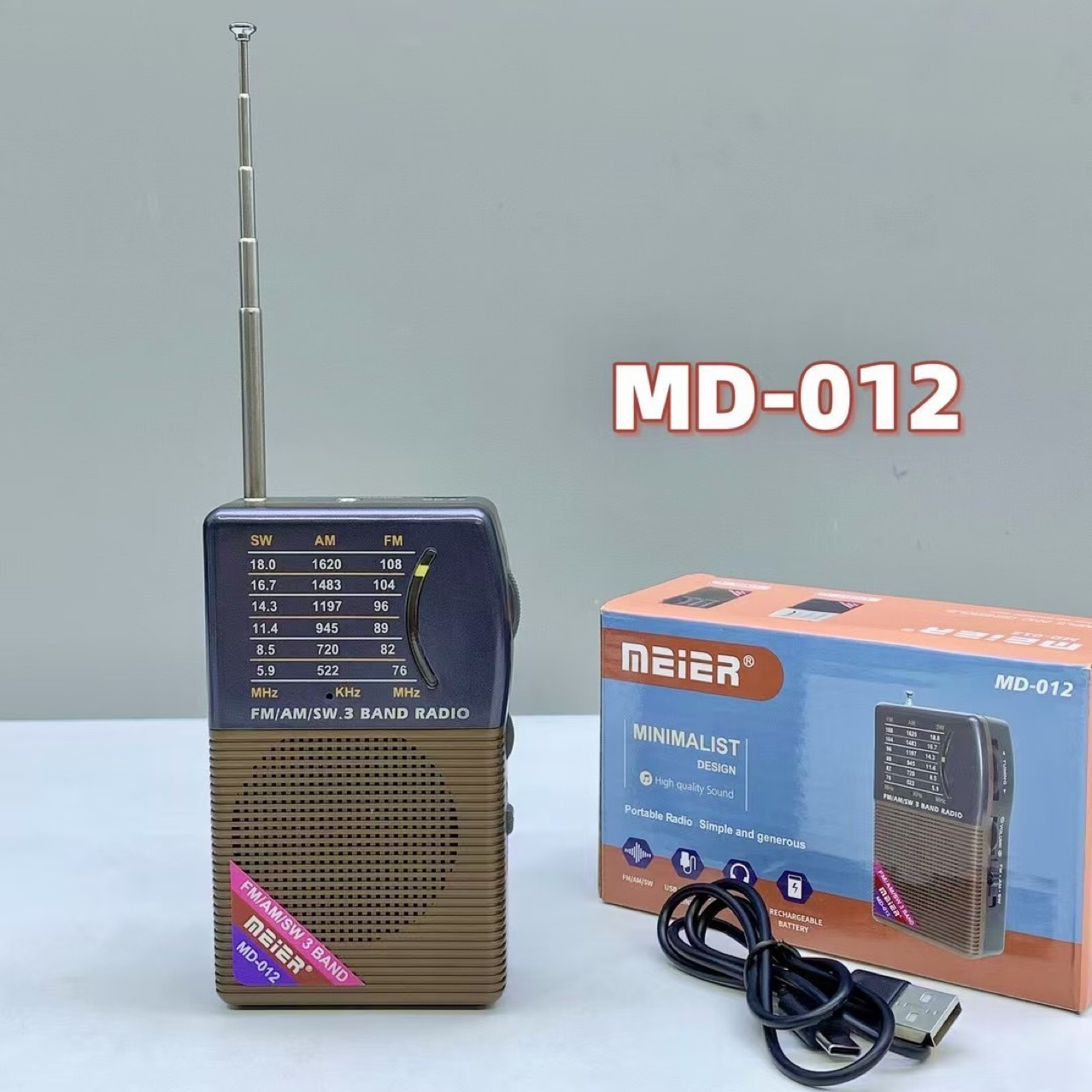 Transfronterizo nuevo retro portátil mini radio con antena AM/FM banda completa ruleta FM radio 012