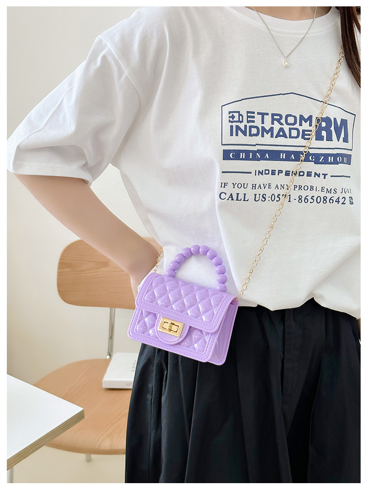 157g Weight Polyester Lining Material Flip Cover Closure Type Single Shoulder Strap Strap Type Jelly Bag Bags Type Casual, Holiday Occasion PVC Material Solid Color Pattern All Seasons Season Women's Gender Basic, Classic Style Style Square Shape Small Size Women's Small PVC Solid Color Basic Classic Style Square Flip Cover Jelly Bag 2