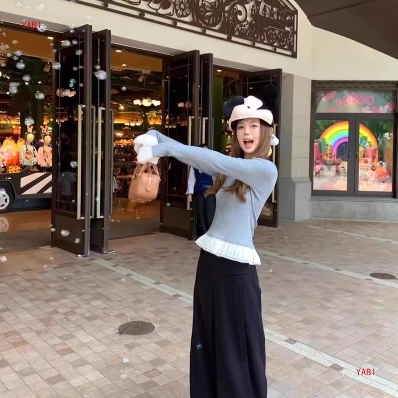 慵懒风垂感灰色西装裤休闲裤女秋季百搭高腰阔腿裤直筒长裤拖地裤|undefined