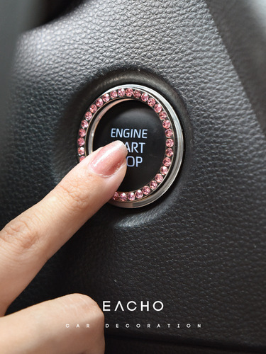Car one-button start ring with diamond decorative stickers, fashionable and creative interior modified ignition switch diamond decorative ring