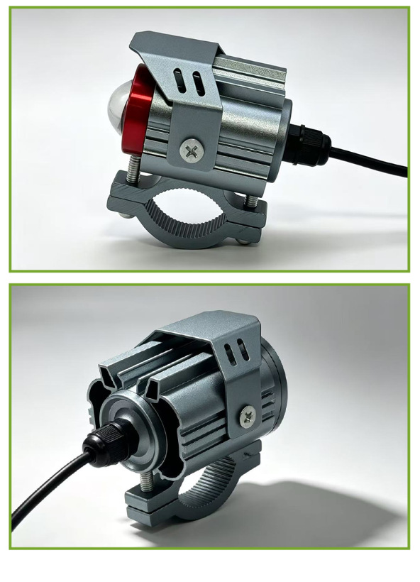 Cross-border motorcycle LED white and yellow dual low beam red ring big-face cat external electric vehicle spotlight headlight modification