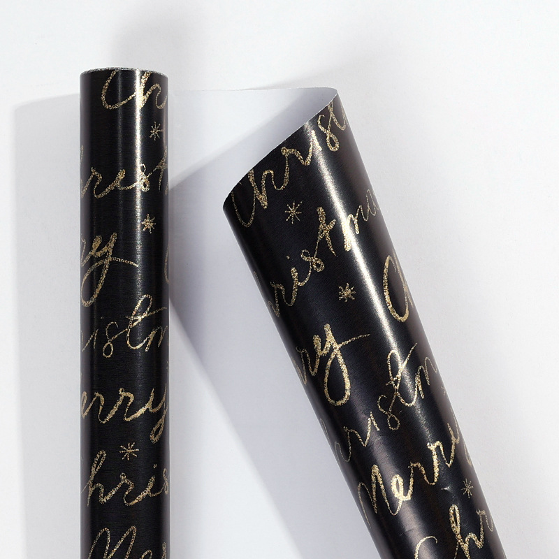 크리스마스 시리즈-블랙 골드 문자/롤; 43*300cm