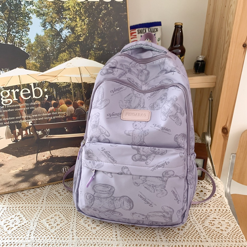 学生涂鸦潮流背包高中初中女书包简约双肩大容量两件套背包补习袋|undefined