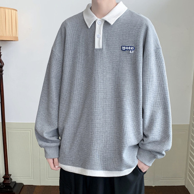 Waffle Half Zip Long sleeve polo Schoolboy Sweater Spring and autumn season Chaopai Easy motion Teenagers Autumn