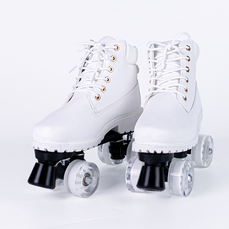 Nuevos zapatos de patinaje de doble fila para adultos de cuatro ruedas para hombres y mujeres patines de rueda flash para pista de patinaje deportivo
