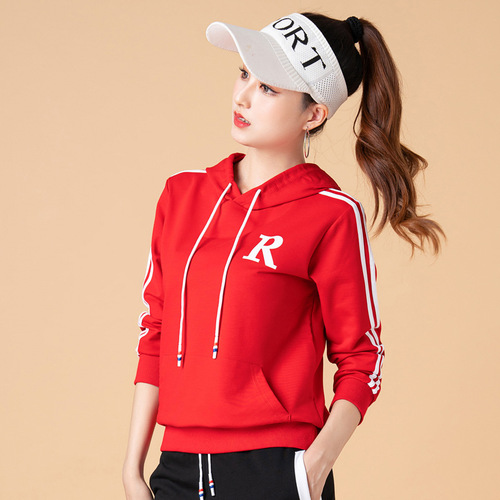 Lotus Goddess Square Dance Uniform New Running Fashion Casual Sport Autumn Winter Fitness Ghost Step Dance Top with Hooded Sweatshirt