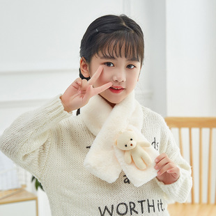 Cute Cartoon Bear Pineapple Plush Scarf Boys' and Girls' Warm Neck Winter Children's Cross Little Girl Scarf