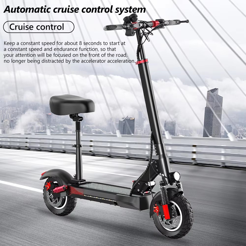 Off-Road Electric Scooter, Foldable Two-Wheeled Vehicle, Portable Mini Lithium Battery Scooter with Seat