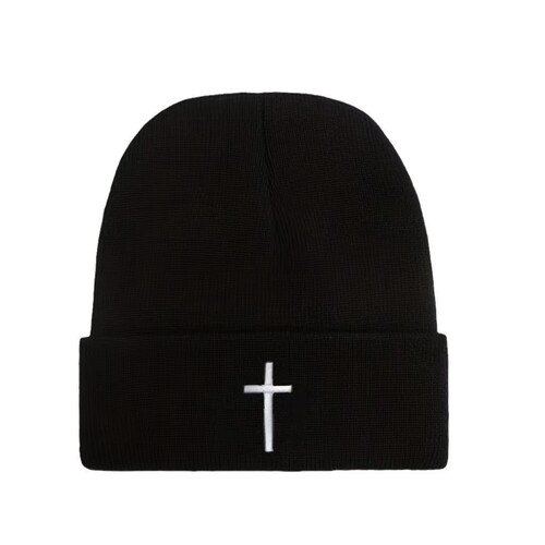 Versatile New Embroidered Casual Outdoor Winter Warm Wool Hat with Cross, Simple and Elegant, Unisex for Autumn and Winter