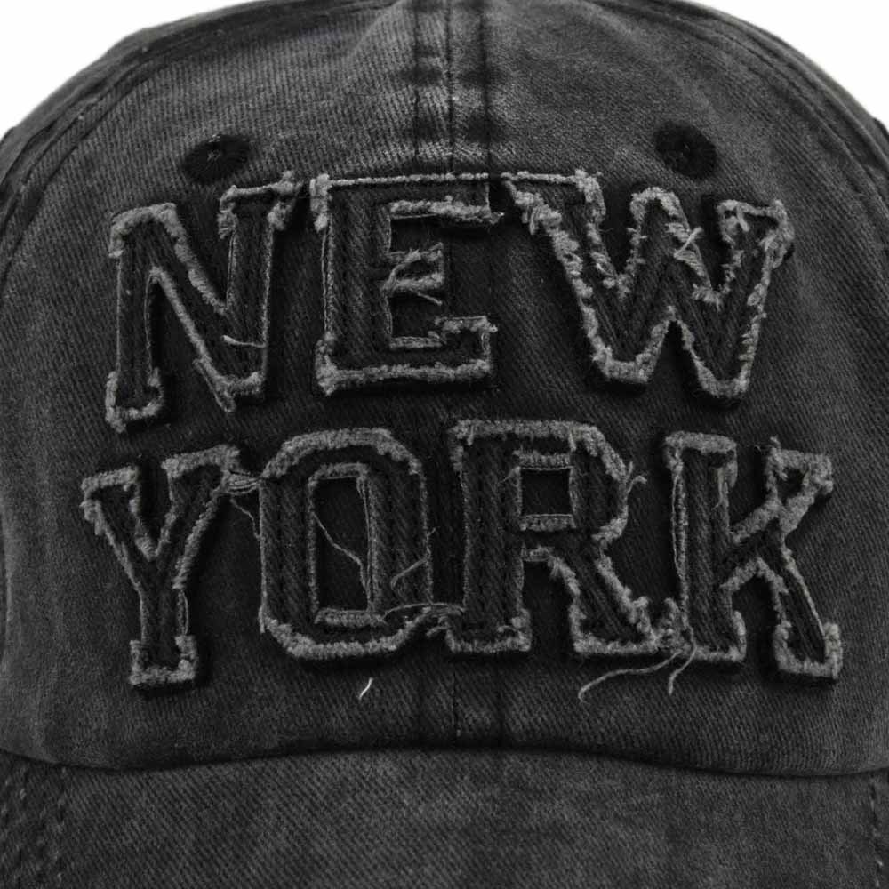Washed Baseball Cap New York 3d Embroidered Curved Brim Hat_voghion.com