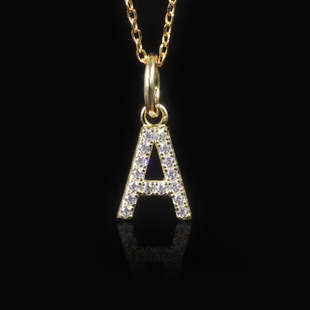 9K/10K/14K/18K Gold Inlaid Cultured Diamond English Letter Pendant Necklace Women's Versatile High-End Necklace Accessories