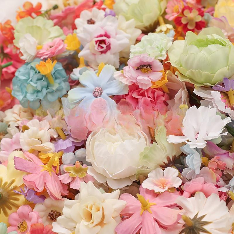 Simulación de flores pequeñas paquetes de materiales mezclados flor de seda guirlanda material hecho a mano guirlanda