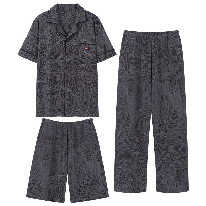 100% pijamas de algodón pantalones de manga corta de verano de los hombres ropa para el hogar pantalones cortos de verano casual traje de tres piezas