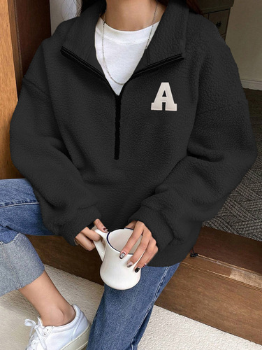 Spot fleece, Europe and America, Amazon, cross-border autumn and winter small stand-neck sweater, women's coat