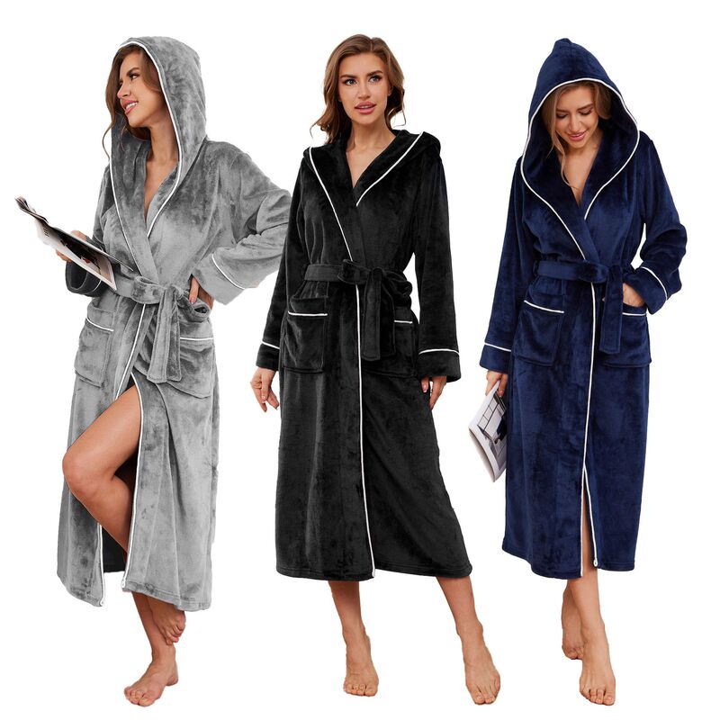 Cross-Border Men's and Women's Bathrobes, Flannel Nightgowns, Hooded Extended Nightgowns, Autumn and Winter Large Size Pajamas, Home Clothes, Nightgowns Cross-Border Men's and Women's Bathrobes, Flannel Nightgowns, Hooded Extended Nightgowns, Autumn and Winter Large Size Pajamas, Home Clothes, Nightgowns