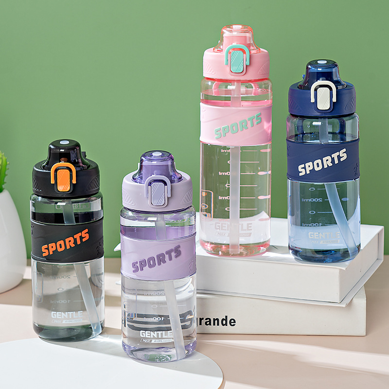 Yitong taza de agua deportiva de gran capacidad para niños verano portátil de alumno taza de paja de plástico de PC botella de agua de doble cubierta de bebida