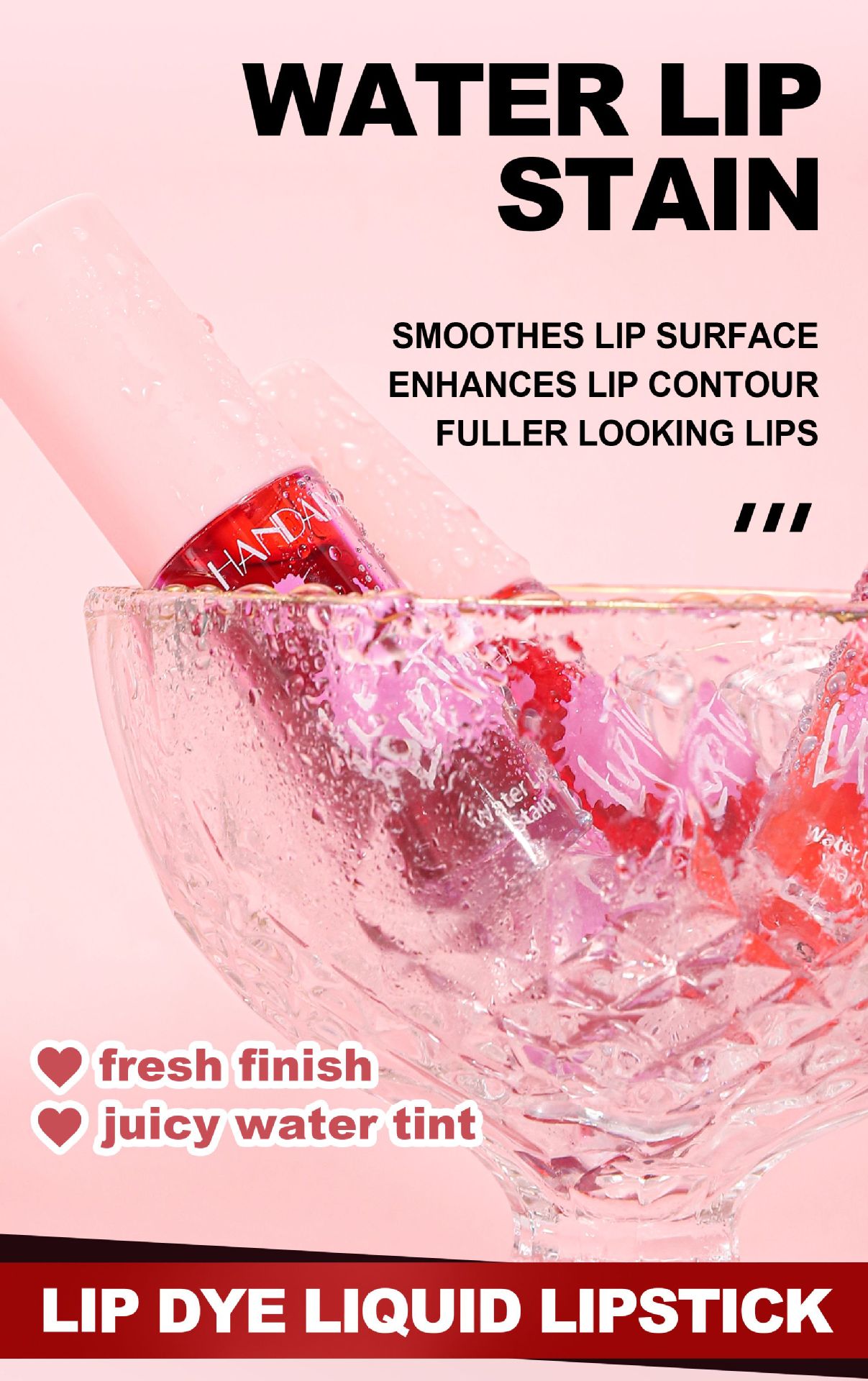 HANDAIYAN, a cross-border lipstick and watercolor makeup bestseller, offers 6 colors of long-lasting moisturizing lip gloss and non-stick cup dye lip liquid Specification drawing