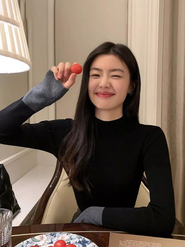 法式半高领针织毛衣女chic绝美撞色打底衫春秋冬季内搭高级感上衣|undefined
