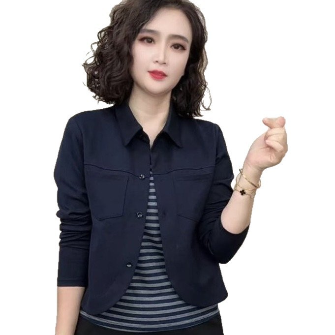 一件代发直播爆款2025秋季新款时尚翻领条纹洋气百搭减龄打底衫女|undefined
