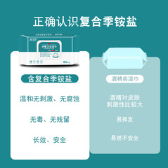 60-pull quaternary ammonium salt disinfectant wipes wholesale factory household cleaning disposable non-alcoholic wet wipes individually packed