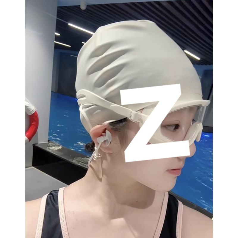 女性用スイミングキャップ、新しい防水、耳保護、頭を締め付けない、プロのロングヘア、快適なプリントアプリコットスイミングキャップとスイミングゴーグルセット|undefined