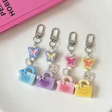 原创设计小清新夏日猫咪蝴蝶包包挂件手机链钥匙扣随身挂坠新款
