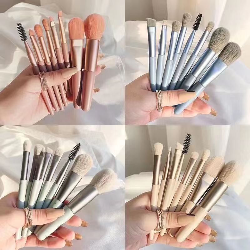 Cangzhou mini 8 makeup brush set portable travel eyeshadow brush Foundation brush loose powder highlighter brush full beauty makeup