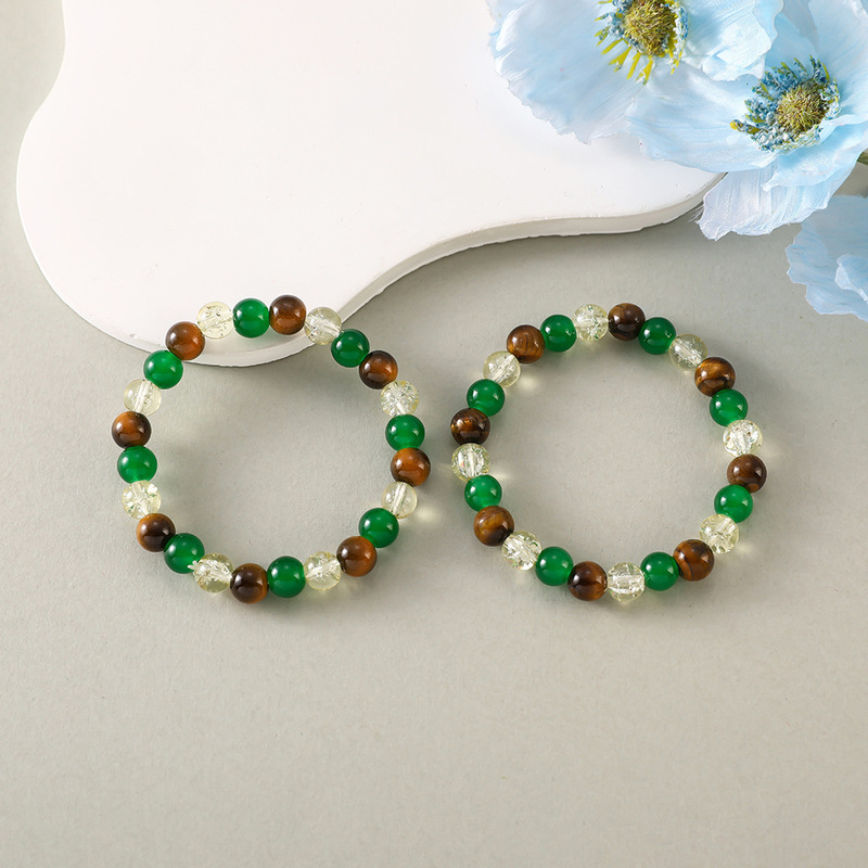 Temu Amazon TK hot-selling unisex bracelet, featuring natural tiger's eye stone, green agate, and white crystal, available for wholesale Temu Amazon TK hot-selling unisex bracelet, featuring natural tiger's eye stone, green agate, and white crystal, available for wholesale