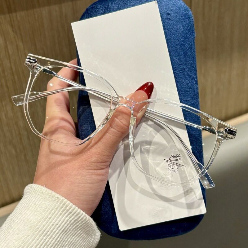 新款多边形眼镜女韩版潮黑框高近视可配度数框大脸防蓝光眼镜框男|undefined