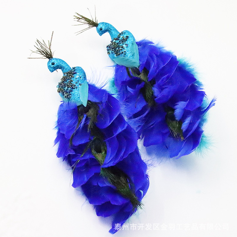 Cross-Border Christmas Decorations, Simulated Peacock Colorful Feather Bird Christmas Tree Decoration Pendant