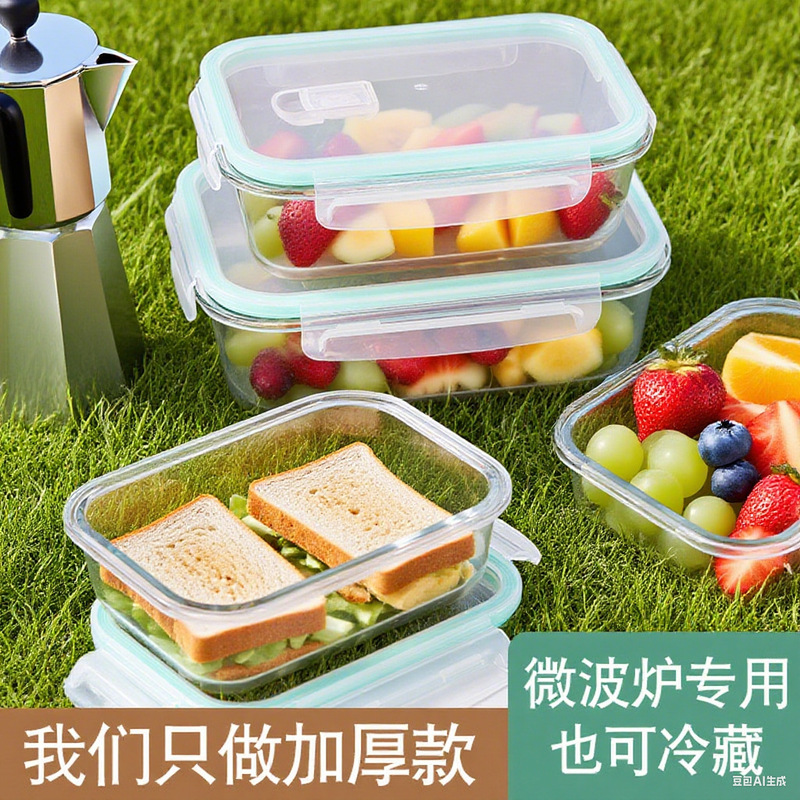 Le Glass Lunch Box Microwaveable Tempered Glass Food Storage Container Glass Bowl Lunch Box Bento Box Refrigerator