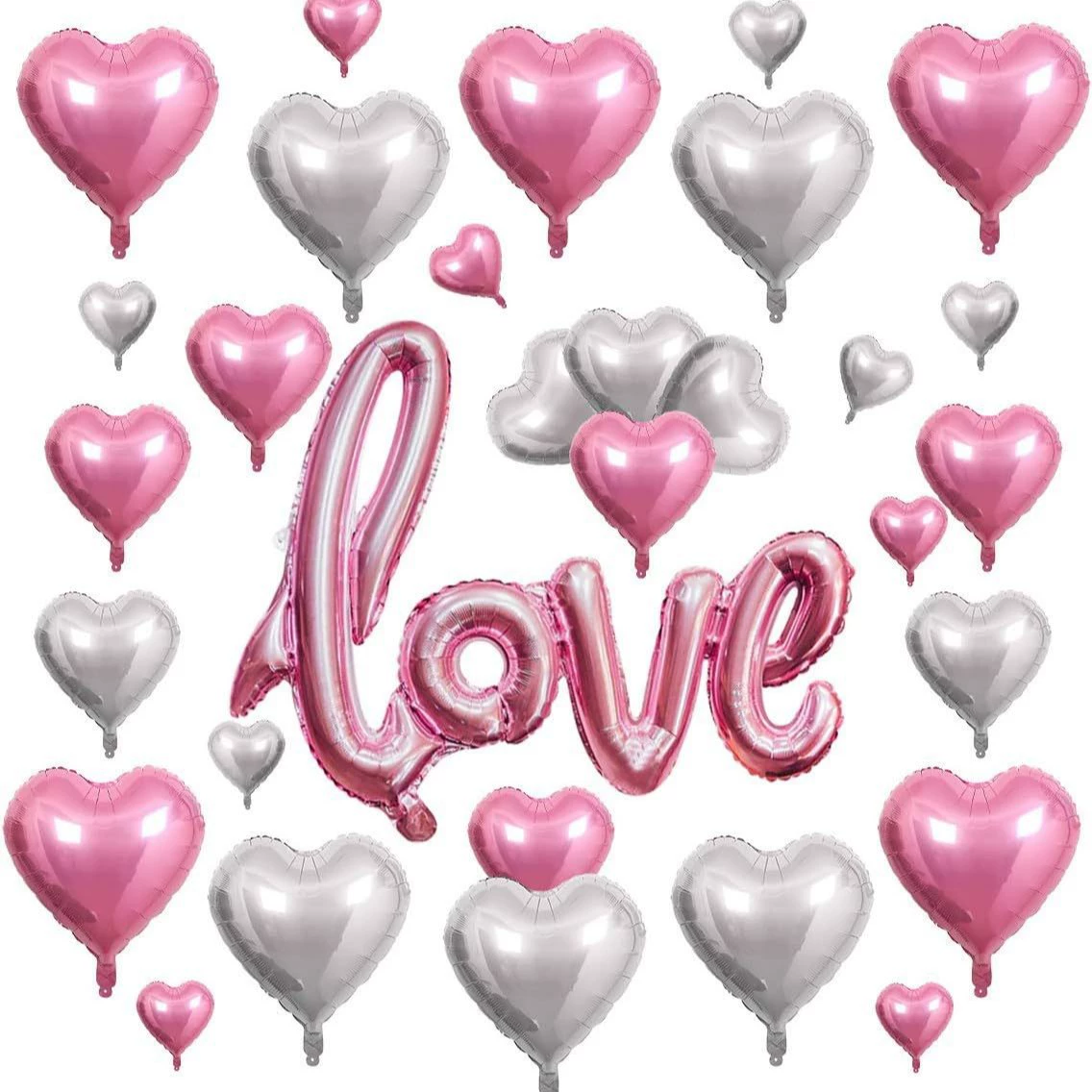 Fuchsia balloon heart shaped, set with letters