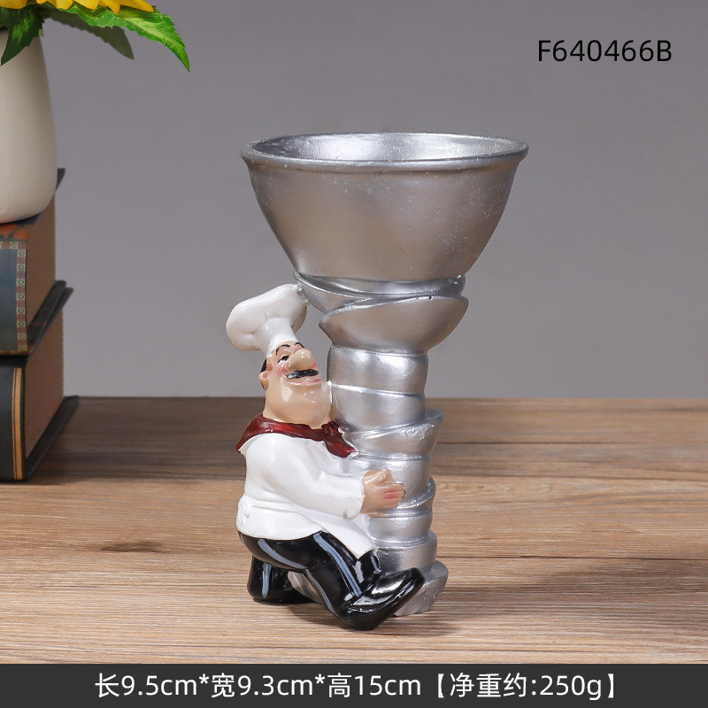 Chef de estilo europeo personaje ornamentos de resina artesanía creativa restaurante chef pizarra de bienvenida placa de comedor decoración creativa