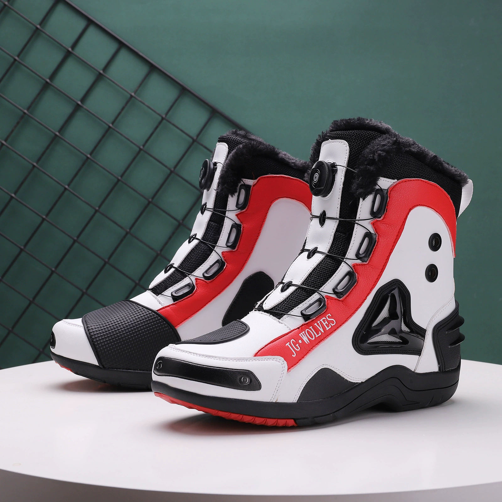 Осенне-зимняя обувь для езды на мотоцикле на флисовой подкладке для мужчин и женщин Теплые мотоциклетные ботинки для езды по бездорожью, ветрозащитная мотоциклетная дорожная хлопковая обувь с защитой от падения