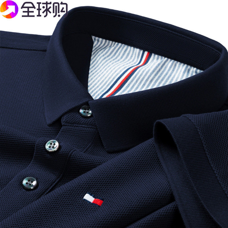 American Big-Name Brand Genuine Tomny Tommy Polo Shirt Men's 100% Pure Cotton Short-Sleeved T-Shirt Summer Casual Large Size T-Shirt