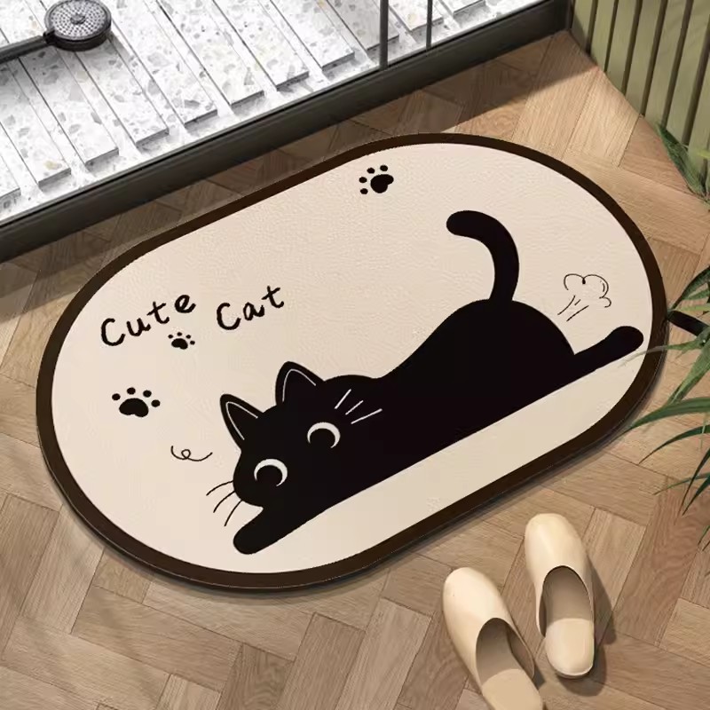 만화 Diatom 진흙 욕실 물 흡수성 미끄럼 방지 카펫 가정용 빠른 건조 먼지 방지 간편한 바닥 매트 화장실 문 매트