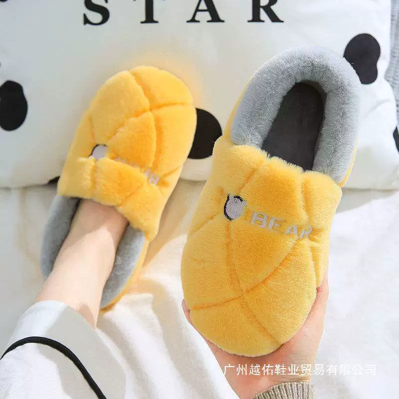 Хлопковые тапочки для мужчин и женщин, на полном каблуке, для домашнего использования, осень и все сезоны, пара плюшевых толстых подошв, милые домашние теплые тапочки.